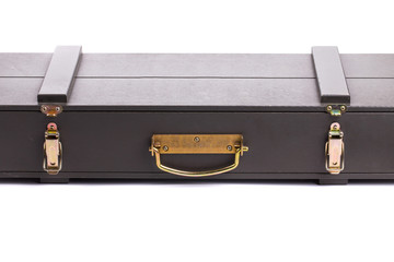 Side view of old wooden box.