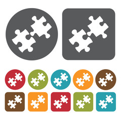 Jigsaw Puzzle Icon. Recreation Icons Set. Round And Rectangle Co