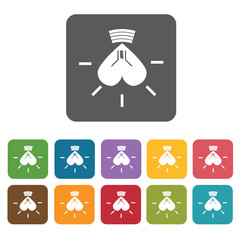 Heart Bulb Icon. Hearts Icons Set. Rectangle Colourful 12 Button