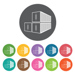 3 Containers Icon. Shipping And Logistics Icons Set. Round Colou