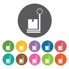 Weighing Scale With Box Icon. Shipping And Logistics Icons Set.