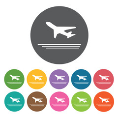 Plane Taking Off Icon. Shipping And Logistics Icons Set. Round C