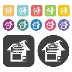 Hardware Store Icon. Store Icon Sets. Round And Rectangle Colour