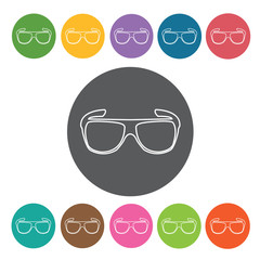 Wayfarer Sunglasses Outlines Icon. Sunglasses Icons Set. Round C