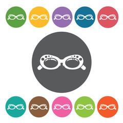 Oversized Sunglasses Decorated Thick Rim Icon. Sunglasses Icons