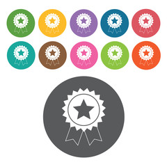 Medal Icon. Trophy And Awards Icons Set. Round Colourful 12 Butt
