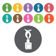 Glass Trophy Icon. Trophy And Awards Icons Set. Round Colourful