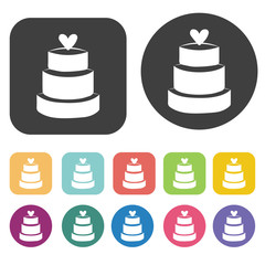 Wedding cake icon. Wedding, bride and groom, love, celebration i
