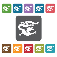 Year Of The Dragon Icon. Zodiac Symbol Sign Icons Set. Rectangle