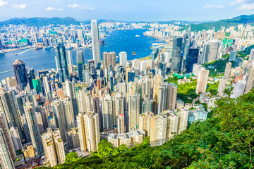 Obraz premium HONG KONG -August 8: Scene of the Victoria Harbour on August 8,