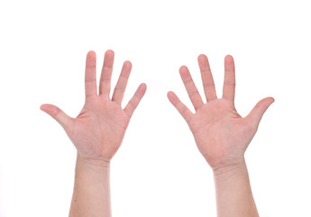 Two opened man's hands.