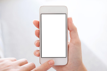 phone with isolated screen in female hands