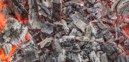 Red hot burning charcoal.