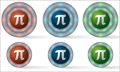 set of six icons with pi symbol