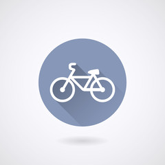 Bicycle Icon in flat style with long shadows.