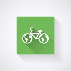 Bicycle Icon in flat style with long shadows.