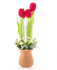 Naklejka na ściany i meble Vase flower isolated on white background