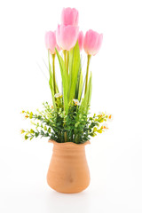 Vase flower isolated on white background
