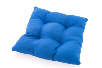 Blue pillow isolated on white background
