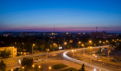 Fototapeta na wymiar View of the streets of the night city of Vitebsk