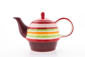 Colorful tea pot isolated on white background