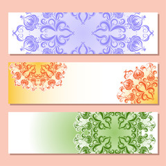 Set of three banner with pattern