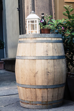 Lantern over a barrel