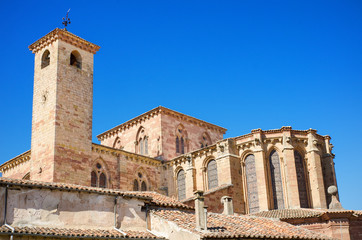 Detail of the facade of St Mary Cathedral in Siguenza, Spain.