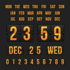 Fototapeta premium Countdown timer and date, calendar scoreboard