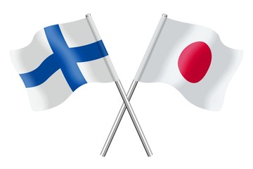 Flags: Finland and Japan