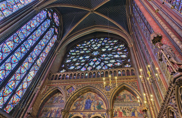 Interior of the Sainte Chapelle, Paris, France 