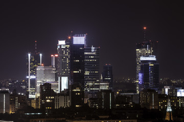 Fototapeta na wymiar Warsaw business center by night