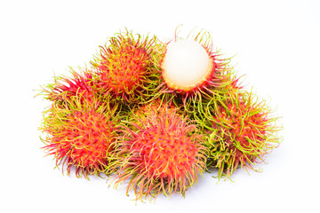 rambutan fruit on white background
