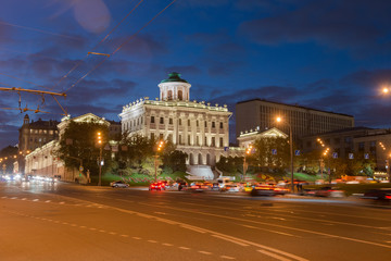 Fototapeta na wymiar Night view of Pashkov House in Moscow, Russia