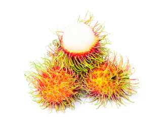 rambutan fruit on white background