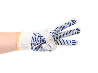 Thin work gloves shows three fingers.