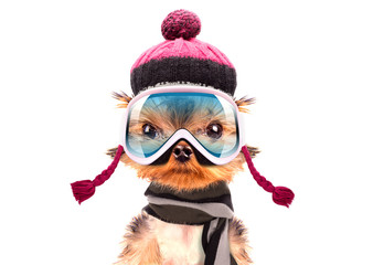 dog  dressed as skier