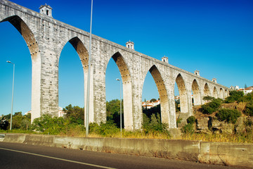 Fototapeta premium historic aqueduct in the city of Lisbon built in 18th century