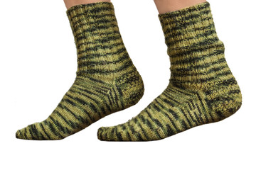 Grüne, handgestrickte Wollsocken