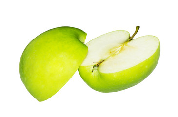 Fresh sliced Green apples Isolated on white