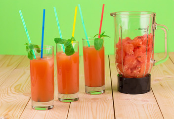 Grapefruit juice on table.