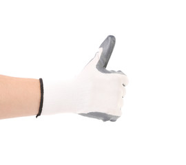 Hand in rubber glove shows thumbs up.
