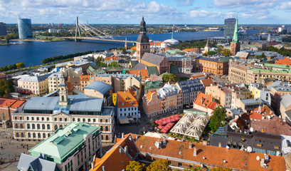 Top view of the old city of Riga