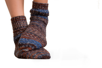 Handgestrickte Wollsocken