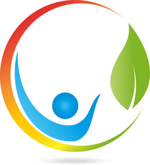 Logo, Mensch, Blatt, Heilpraktiker, Sonne