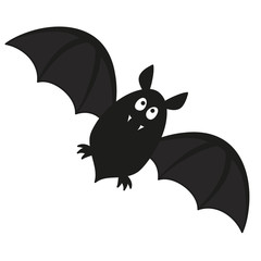 cute flying bat with fangs
