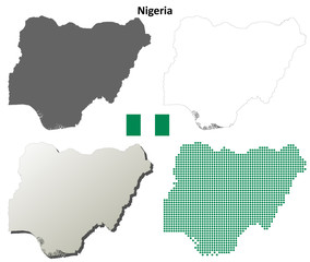 Nigeria blank detailed outline map set