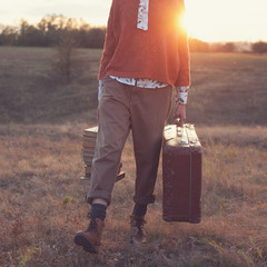 Walking Hipster styled woman