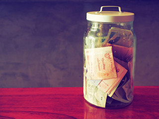  money in bottle vintage color tone