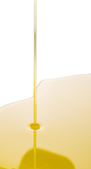 Pouring olive oil on white surface